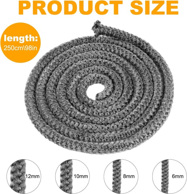 Thumbnail 6 de Flintronic guarnizione per porta stufa in fibra ignifuga (Φ12 mm, 2,5 m) per stufe a pellet e camini