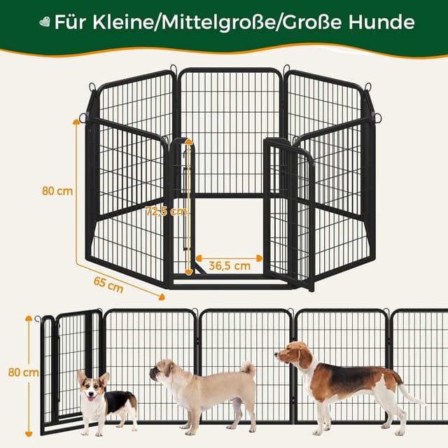 Thumbnail 6 de Yaheetech Welpenauslauf 80 cm hoch, 8-teilig faltbares Freilaufgehege mit automatischer Verriegelung