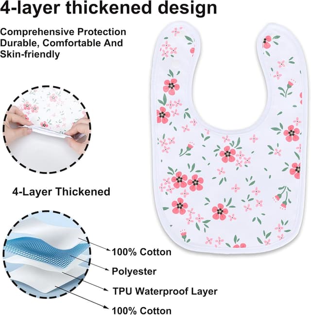 Detalle 2 de Hakochia Waterproof Baby Bibs 10-Pack 0-12 Months
