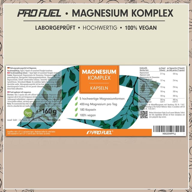 Thumbnail 5 de Magnesium Komplex 400 mg Tagesdosis, 180 Kapseln đź’Š