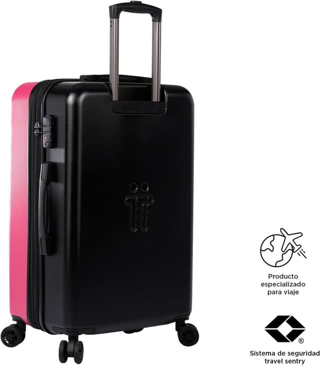 Detalle de Totto Brazy+ valigia rigida espandibile media con sistema TSA e texture rosa Deco rose