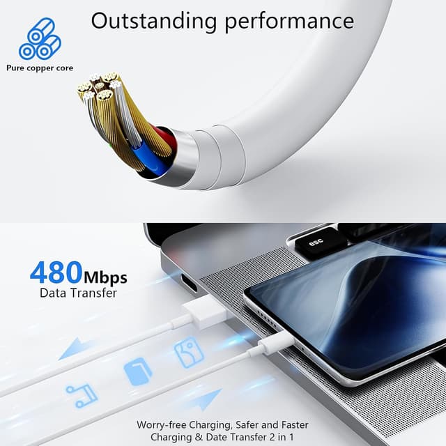 Detalle 2 de USB C Ladekabel 2m 120W 6A für Xiaomi Redmi