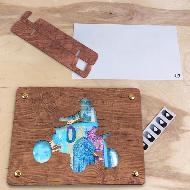 Thumbnail 5 de XL Quad Geldkarte aus Holz 20x15 cm