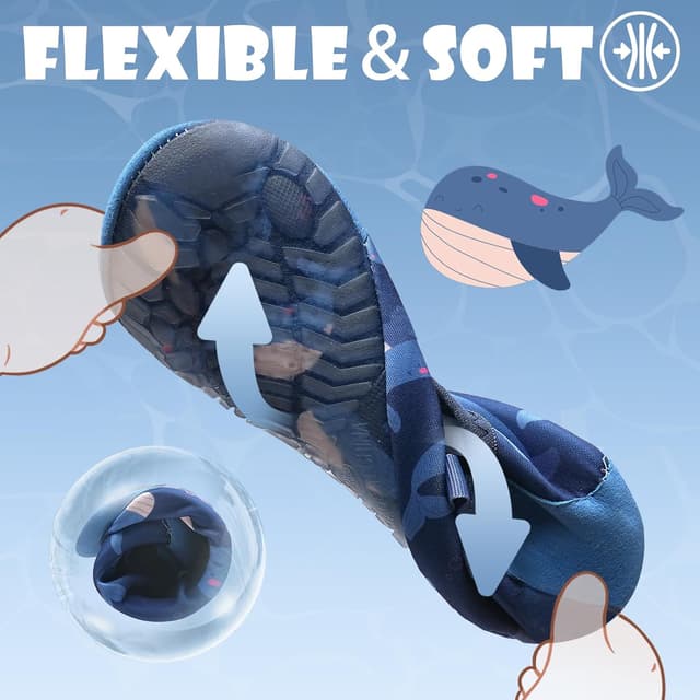 Detalle de WateLves Badeschuhe für Babys & Kinder (Gr. 14–31) – rutschhemmend, sockenartiger Sitz für Strand und Wasser