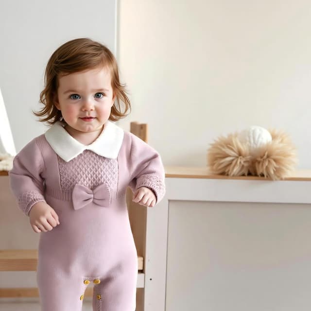 Detalle 2 de Hadetoto baby girls knitted romper outfit sets (newborn & infant)