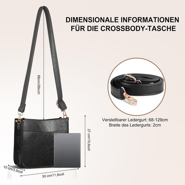 Detalle 1 de ISEYOU Umhängetasche Damen Crossbody mit 2 Gurten