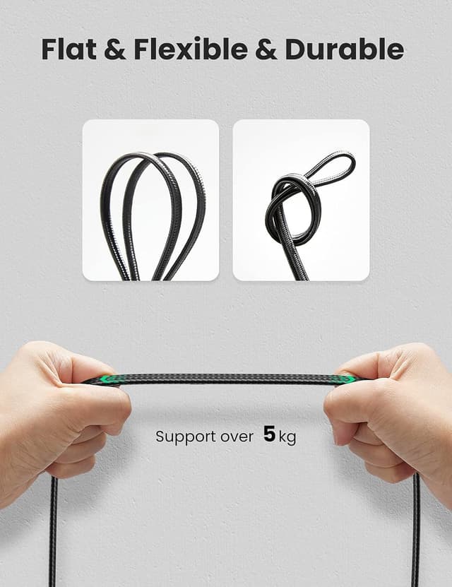 Detalle 2 de UGREEN Cavo Ethernet Cat 7 piatto RJ45 10Gbps 600MHz schermato FTP, 15 m (30AWG)