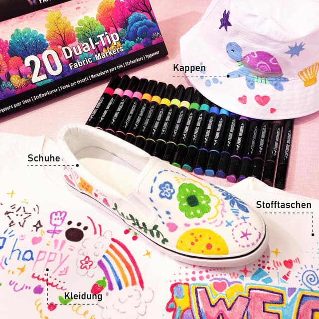 Detalle 2 de Pamaker Textilstifte Dual Tip 20 Farben