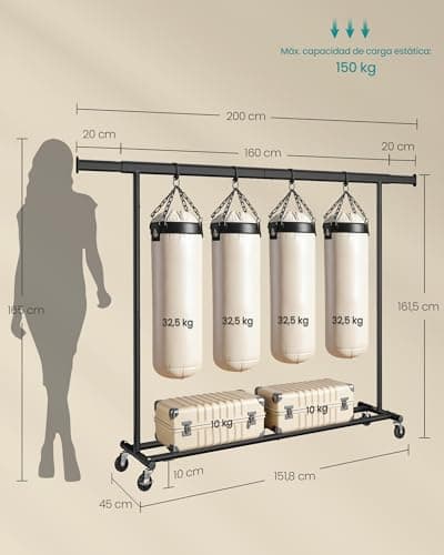 Thumbnail 6 de SONGMICS Burro Ropa con Ruedas extensible HSR175B01 (hasta 150 kg)