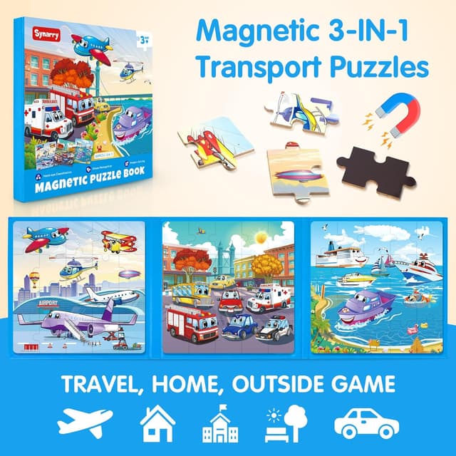 Detalle de SYNARRY magnetic jigsaw transport puzzles (20 pieces) for 3–6-year-olds