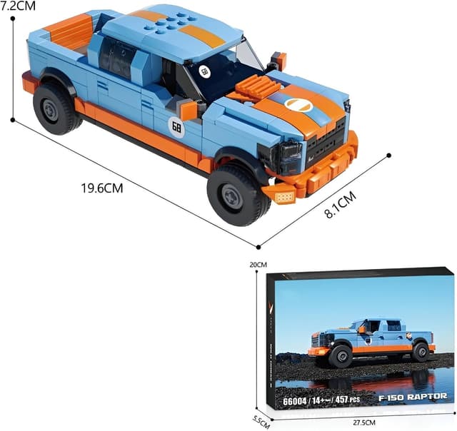 Thumbnail 6 de DrmBeyd Technik Sportwagen Bausteine-Set (457 Teile) – Modellbau-Pickup im F-150 Stil für Heimdekoration