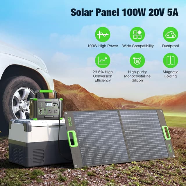 Detalle 2 de GRECELL 100W Portable Solar Panel 100W