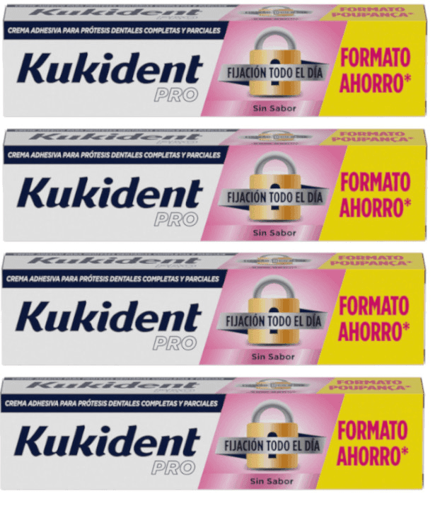 Imagen de Kukident Pro Fijación Todo el Día Sin Sabor 💪 4x70 g en OfertitasTOP