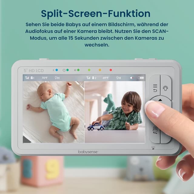 Detalle 2 de Babysense Babyphone HD 5 Zoll mit 2 Kameras