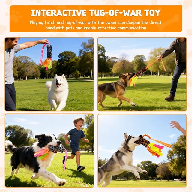 Detalle de Bestwist Dog Tug of War Toy (Interactive Bungee Plush with Squeaker) for Small, Medium and Large Breeds