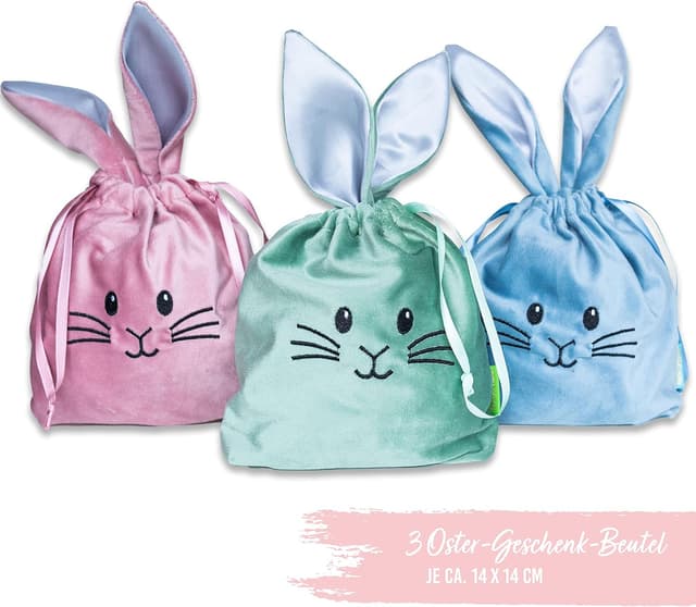 Thumbnail 6 de Papierdrachen 3 Samt Säckchen Osterhasen