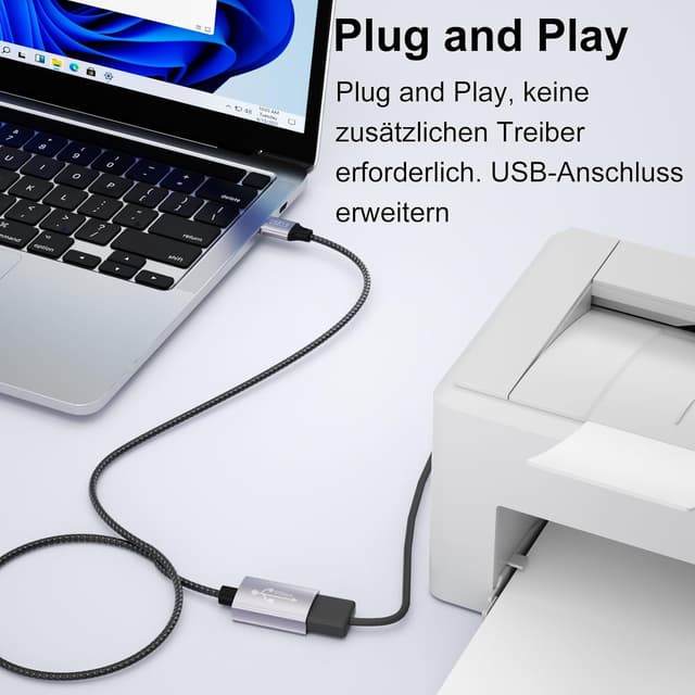 Detalle 2 de lalasis USB 3.0 Verlängerungskabel 5 m (USB-A auf USB-A, bis 5 Gbit/s)