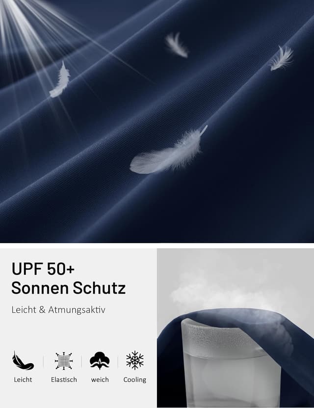 Detalle de TACVASEN Herren UPF 50+ UV-Schutz Langarmshirt (Rashguard) für Outdoor & Sport