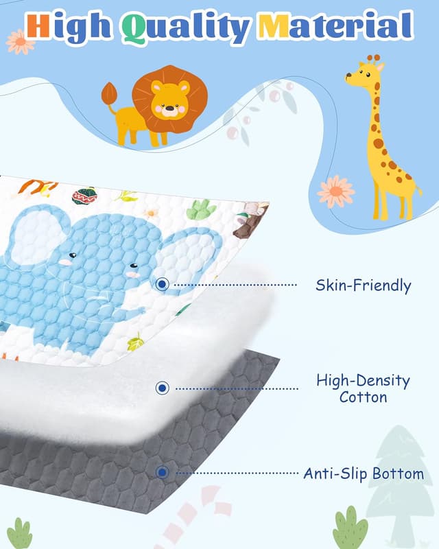 Detalle de Funsland Baby Play Mat (Foldable, Cotton) 127x127cm – Animal design
