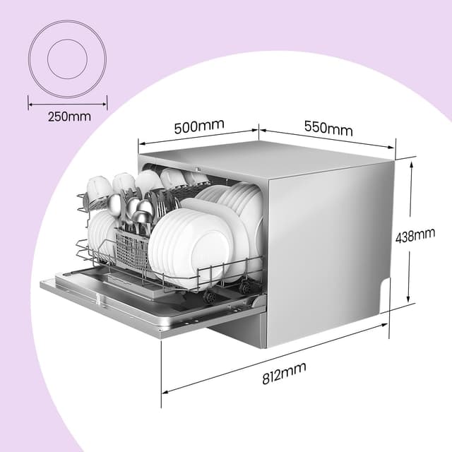Detalle 2 de Comfee TD602E-S, mini lavastoviglie da tavolo