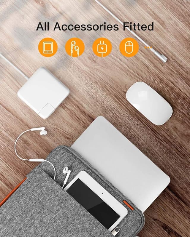 Detalle de Inateck 360° Rundumschutz Laptoptasche für 13-Zoll MacBook Air/Pro & iPad Pro/Air (Passend bis 30,5 × 21,5 cm)