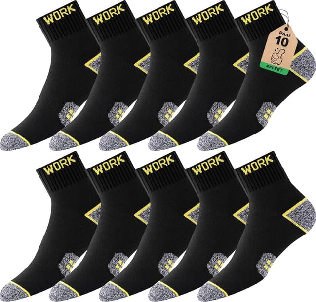 Detalle de Effeet Calze da lavoro uomo (10 paia) con rinforzi su punta e tallone, traspiranti e imbottite