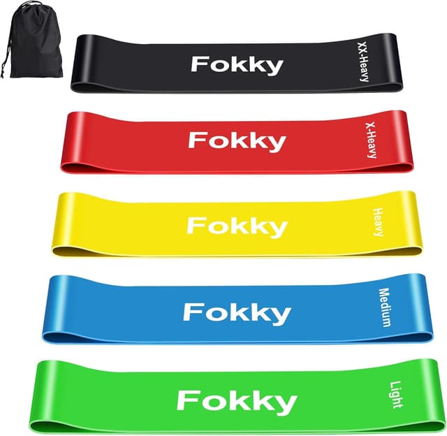 Detalle de Fokky Resistance Bands (Set of 5) – 100% latex loop bands with 5 resistance levels and carry bag