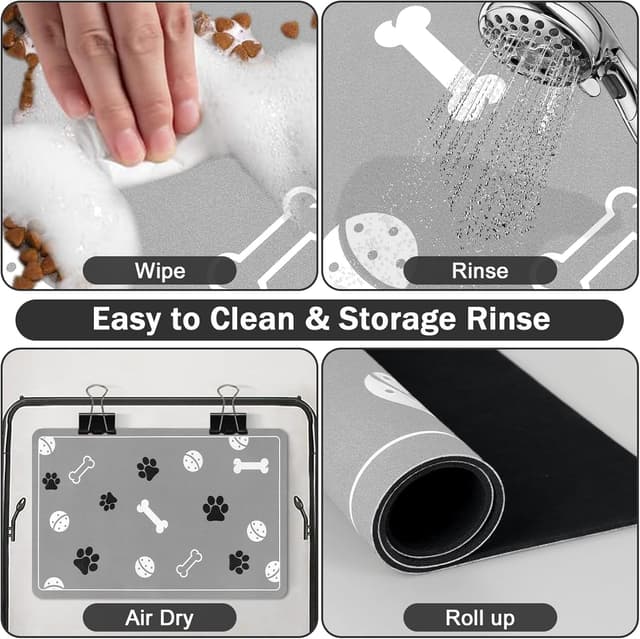 Detalle 2 de Mavicen Dog Food Mat (40 x 60cm) – super absorbent, non-slip waterproof bowl mat