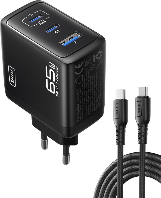 Detalle de INIU 65W Cargador USB C 3 puertos