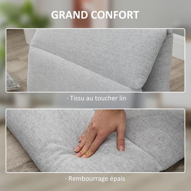 Thumbnail 5 de HOMCOM Fauteuil de Sol canapé Paresseux 5 positions Gris