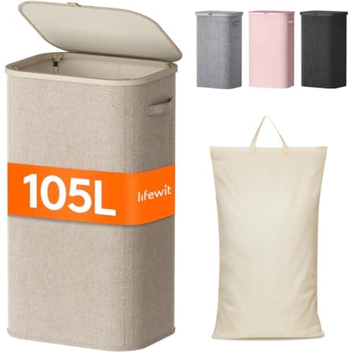 Detalle de Lifewit cesto ropa sucia 105 L beige