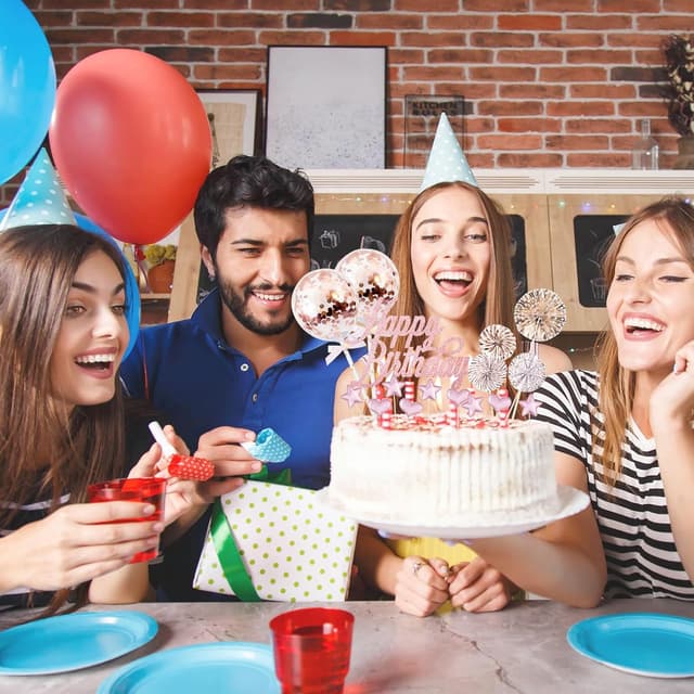 Thumbnail 4 de Decoración de Tartas Happy Birthday Rosa Oro ✨ - 17 Piezas