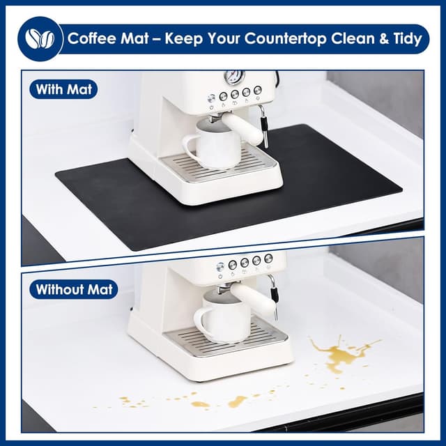 Detalle 2 de KitchenRaku tappetino per macchina caffè 40x50 cm: scolapiatti assorbente da cucina (nero)