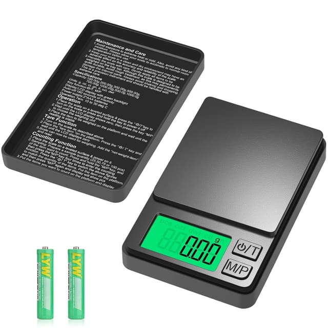 Detalle de Diyife Mini Scales pocket digital scales (1000g/0.01g) with backlit LCD and cover