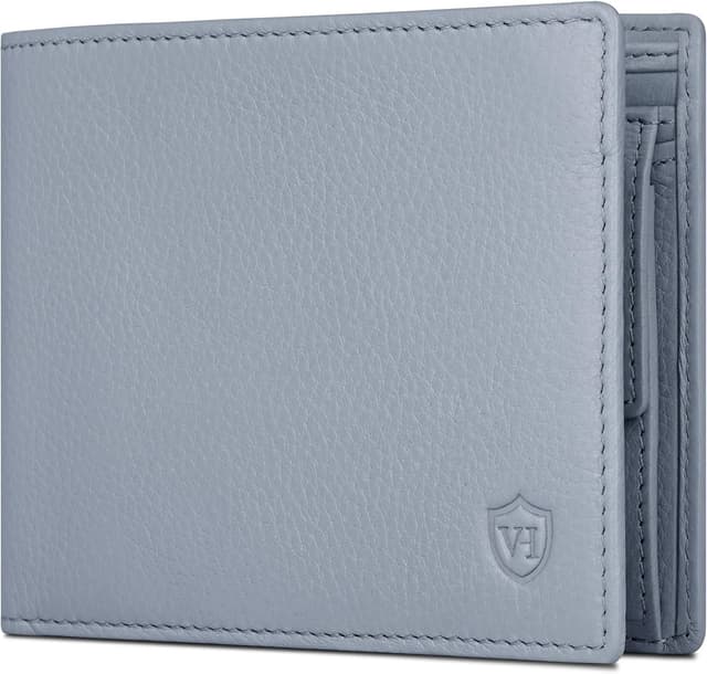 Detalle de VON HEESEN Leder-Geldbörse mit RFID-Schutz (Hellblau) – Echtleder Wallet für Damen & Herren