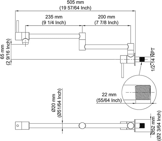 Thumbnail 2 de Kitchen Pot Filler Faucet Lead-Free Brass 2-Handle 🚰