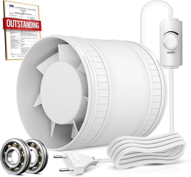 Detalle de BUMSOU Estrattore aria 100 mm con velocità regolabile e protezione surriscaldamento