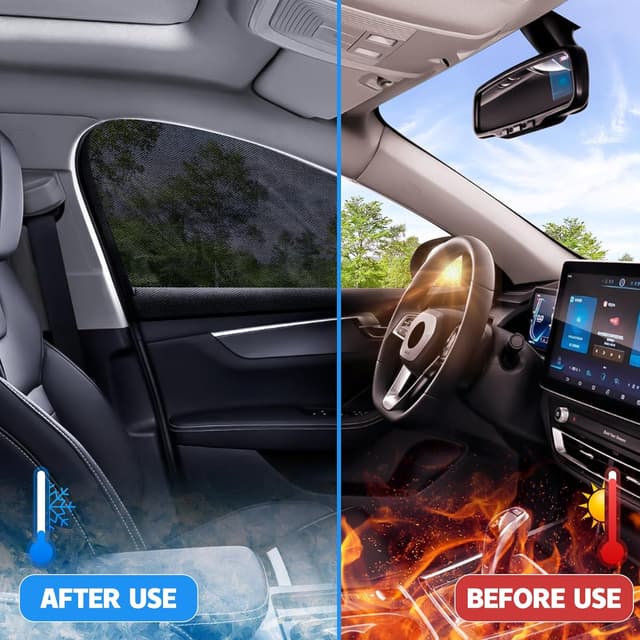 Detalle 2 de 2er-Set elastische Sonnenblende / Insektenschutz-Mesh für Auto-Seitenfenster – atmungsaktiv & UV-geschützt