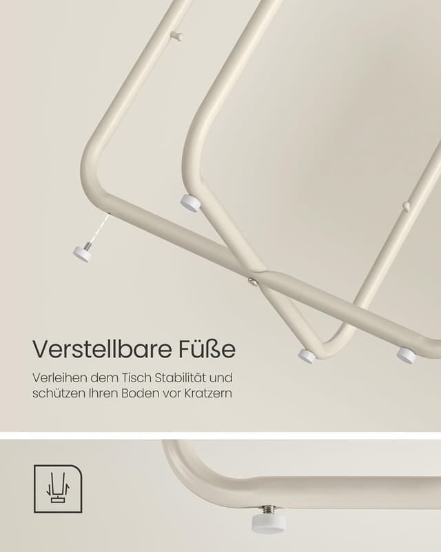 Thumbnail 6 de VASAGLE runder Beistelltisch LET223K67 – kleiner Wohnzimmertisch mit Stoffkorb, naturbeige/cremeweiß