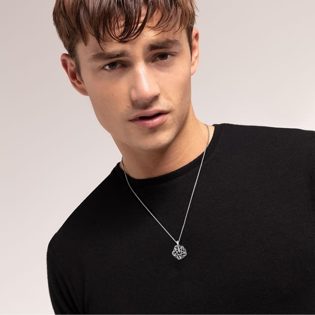 Detalle de PARYFO Gothic Anhänger Halskette aus Sterling Silber 925 mit Totenkopf-/Voodoo-/Schlangen-Design, Pentagramm & Edelstahlkette