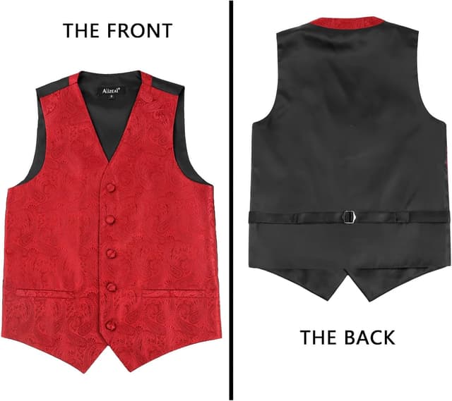 Detalle de Alizeal Boys Classic Paisley Bow Tie and Suit Vest Set