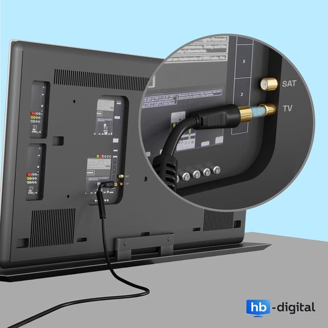 Detalle 2 de HB-DIGITAL TV-Antennenkabel 20 m – Koaxialkabel für UHD/4K/8K mit Mantelstromfilter und vergoldeten Steckern