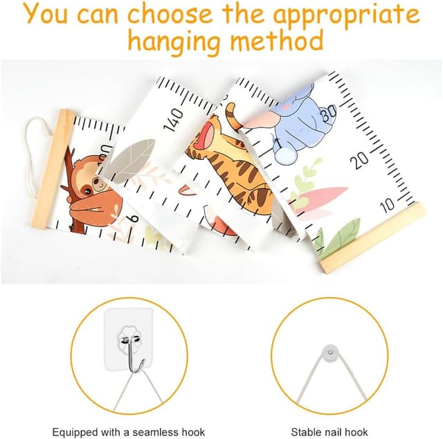 Detalle de Aolso Metro per altezza bambini da parete con tabella crescita Zoo