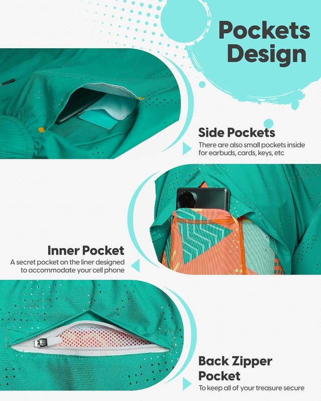 Detalle de maamgic Men’s 2-in-1 Running Shorts with Compression Liner (5")