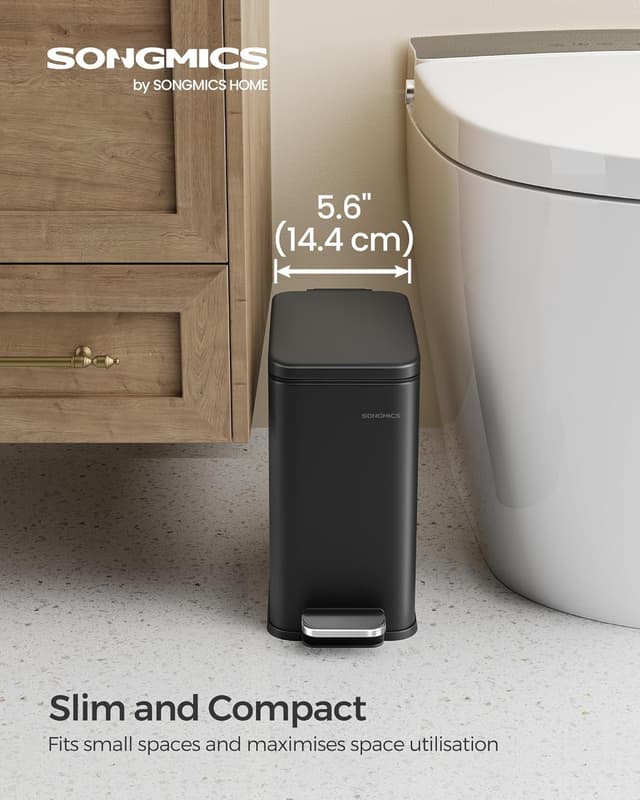 Detalle 2 de Narrow pedal toilet bin 5 L LTB560B05