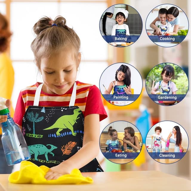 Thumbnail 6 de HOTUT Kids Aprons 2-Piece Dinosaur Print