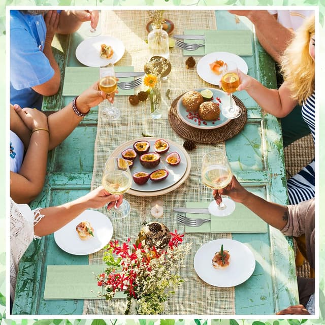 Detalle de NatNarr 60-Pack Sage Green Linen-Feel Paper Napkins with Built-in Flatware Pocket