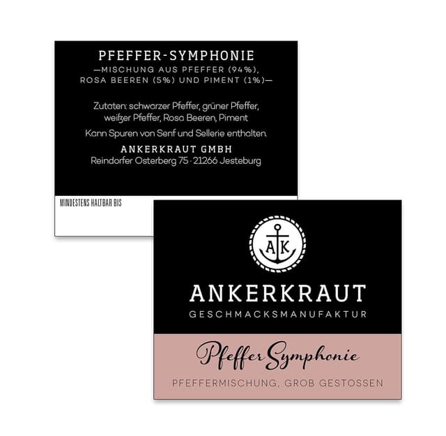 Detalle de Ankerkraut Pfeffer Symphonie – Pfeffermischung zum Kochen & Grillen mit bunten Pfeffersorten, 150 g