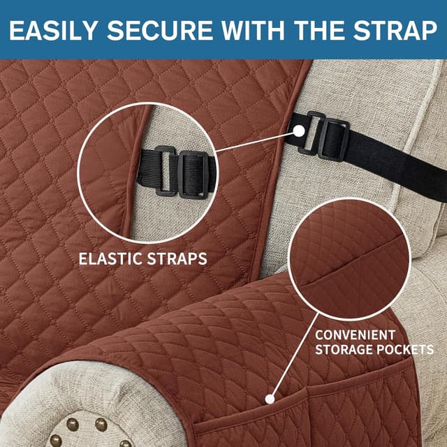 Detalle 2 de Ystyle Copridivano trapuntato natalizio estivo impermeabile per divano 2 posti con braccioli (caffè)