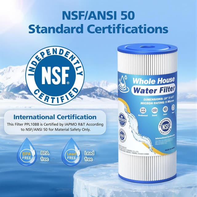 Detalle de 5 Micron 10" x 4.5" Whole House Water Filter Replacement (4-Pack) for GE FXHSC / DuPont WFHDC3001 and more